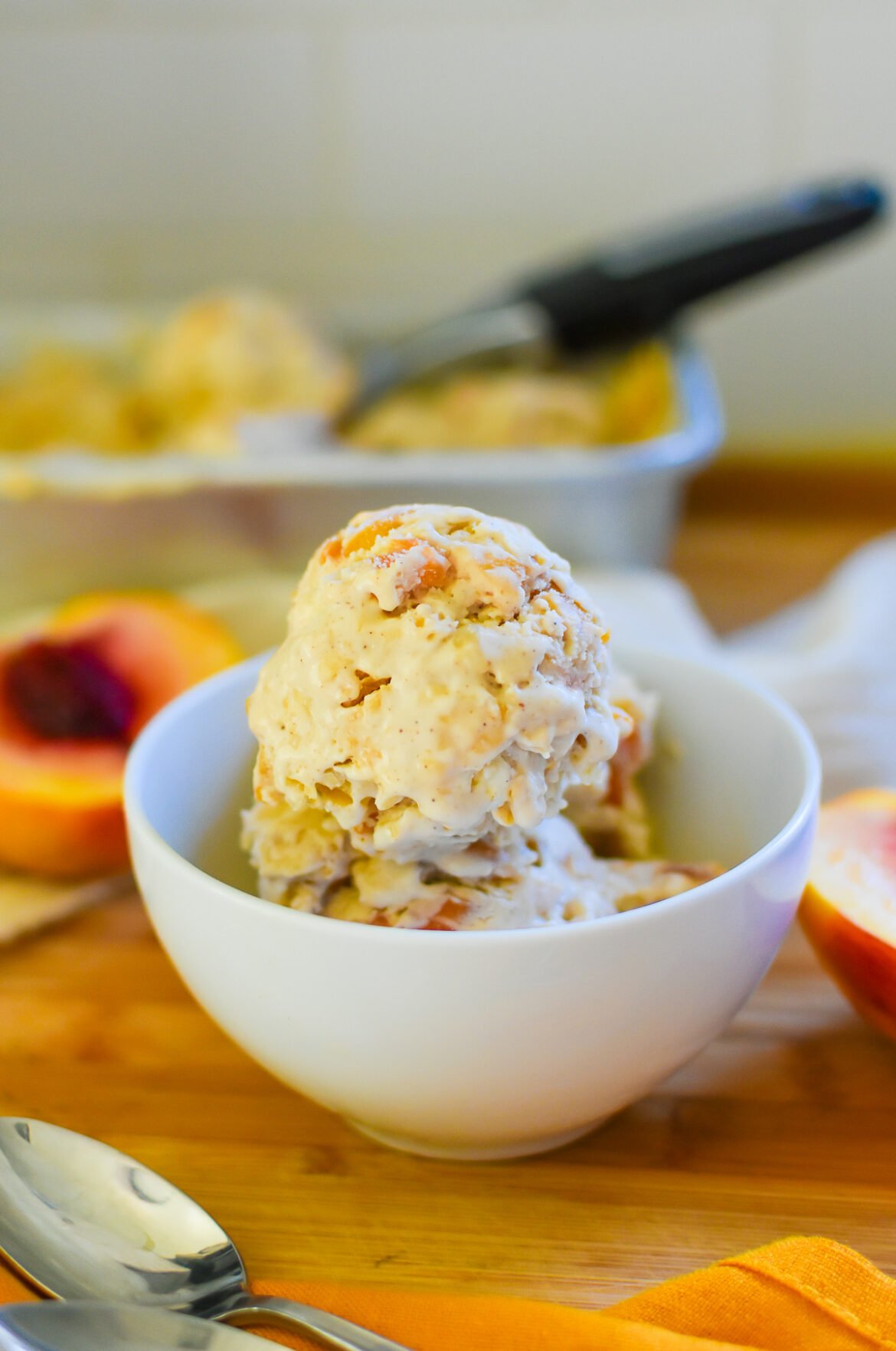 Peach Cobbler with Vanilla Ice Cream