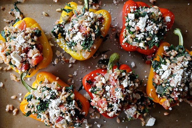 Spinach and Feta Stuffed Peppers