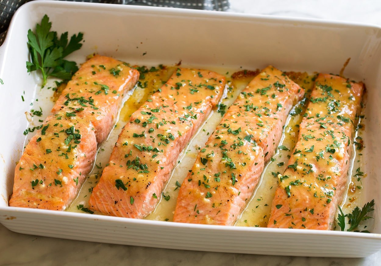 Baked Salmon with Honey Mustard Glaze