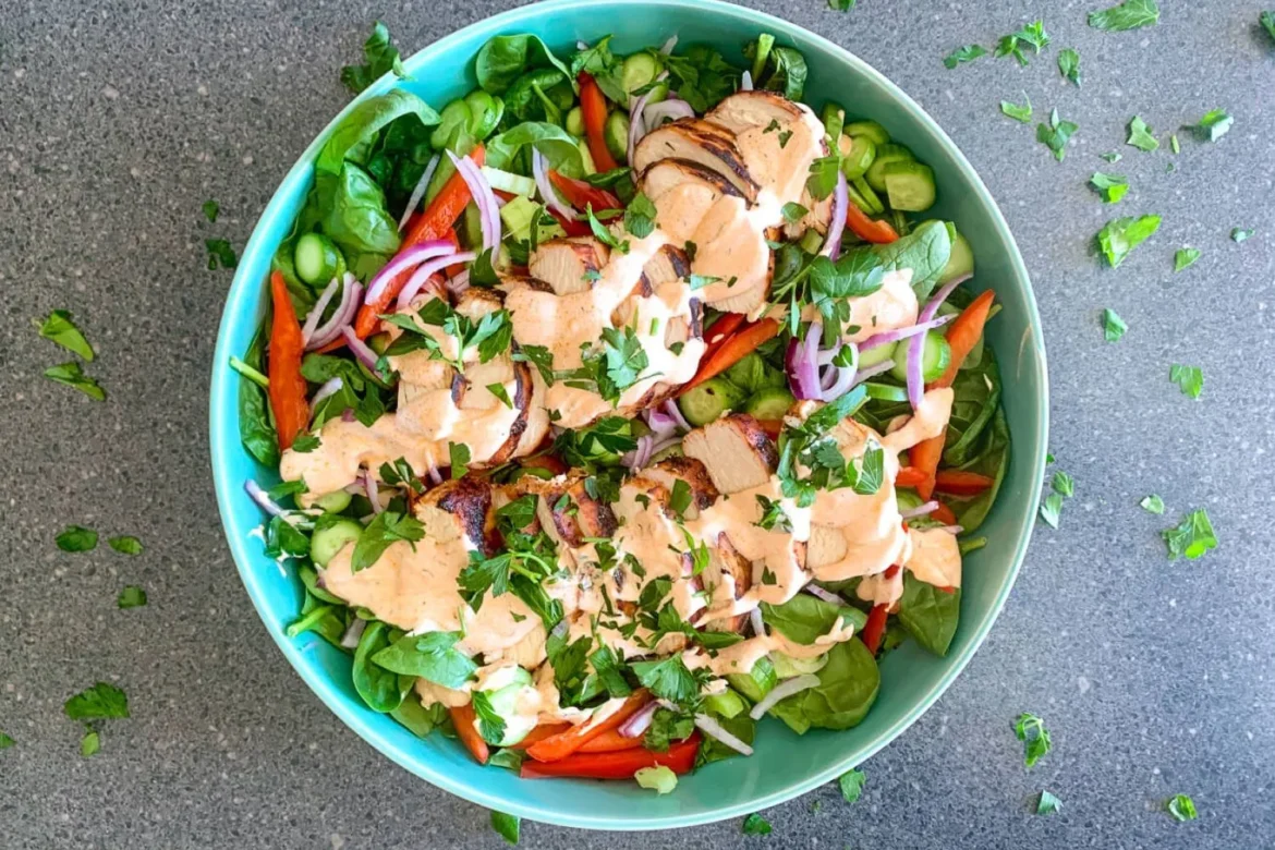 Grilled Chicken Salad with Lemon Yogurt Dressing