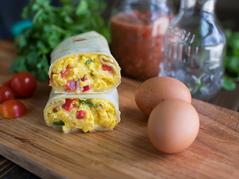 Breakfast Burrito with Eggs and Veggies